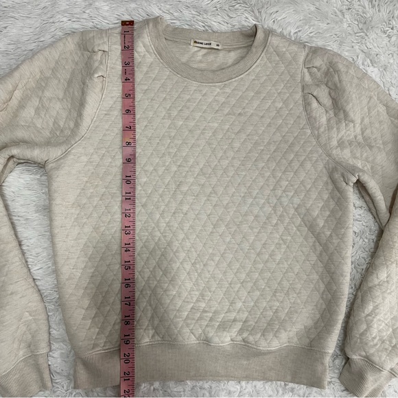 Marine Layer | Cream Corbet Quilted Puff Sleeve Crewneck Sweater Women’s Size XS - Picture 8 of 11
